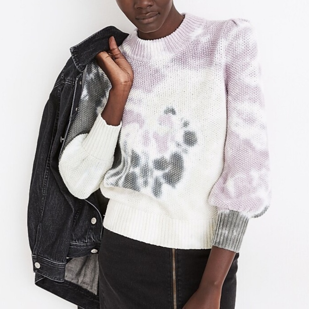 Madewell Tie-Dye Puff-Sleeve Sweater
